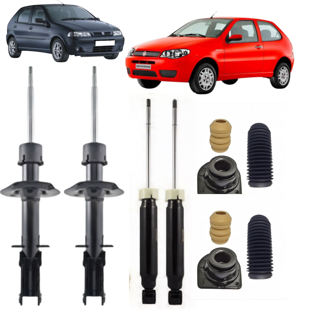 Kit Completo 4 Amortecedor Palio Fire 2002 a 2011 Dianteiro+Traseiro+Coifa+Coxim+Batente