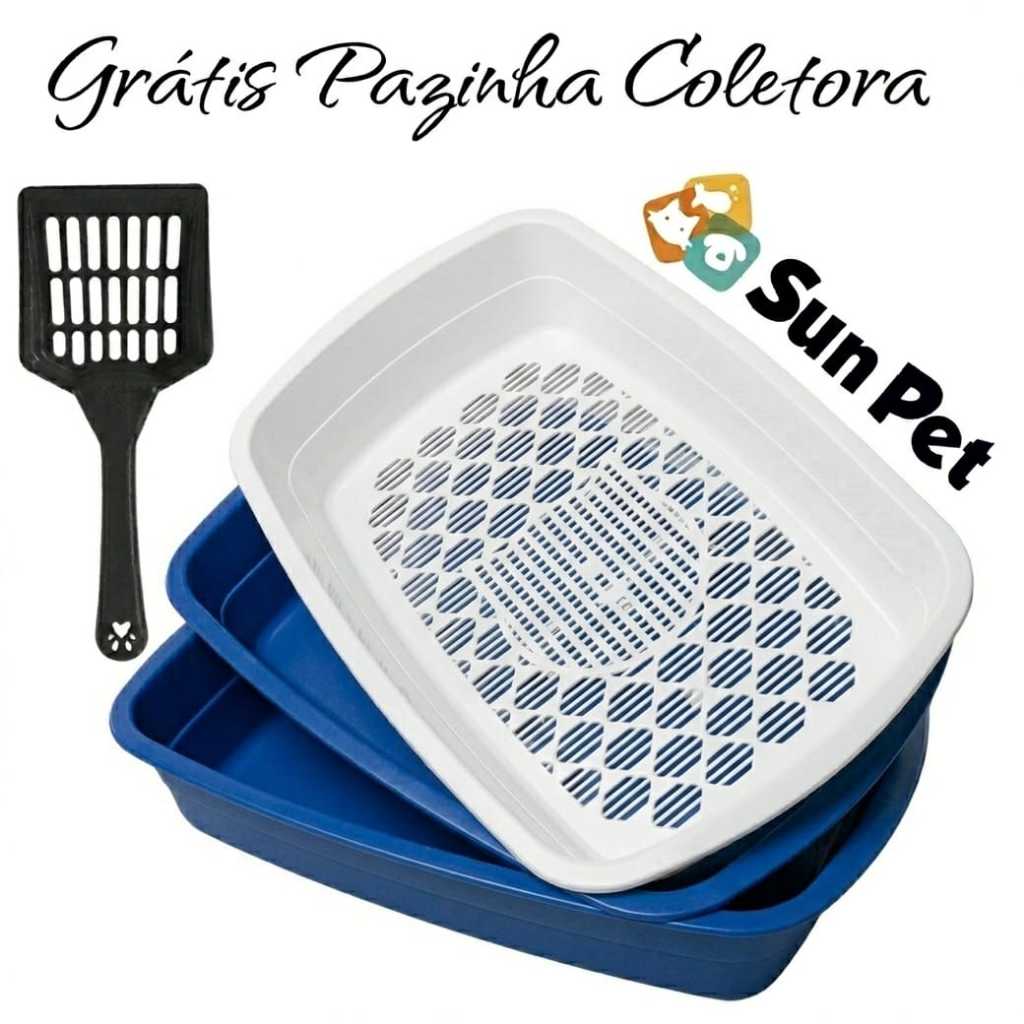 Caixa de Areia para Gato Bandeja Higiênica Furba Sanitária Areia Gatos Pet com 3 Peças E Pazinha em Oferta na Shopee