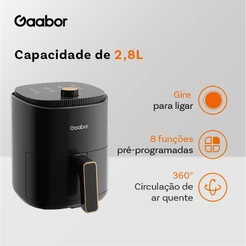Gaabor Air Fryer 2,8L Ar Cozimento Uniforme Timer 200°C Múltiplas funções Antiaderente AF-35M02A