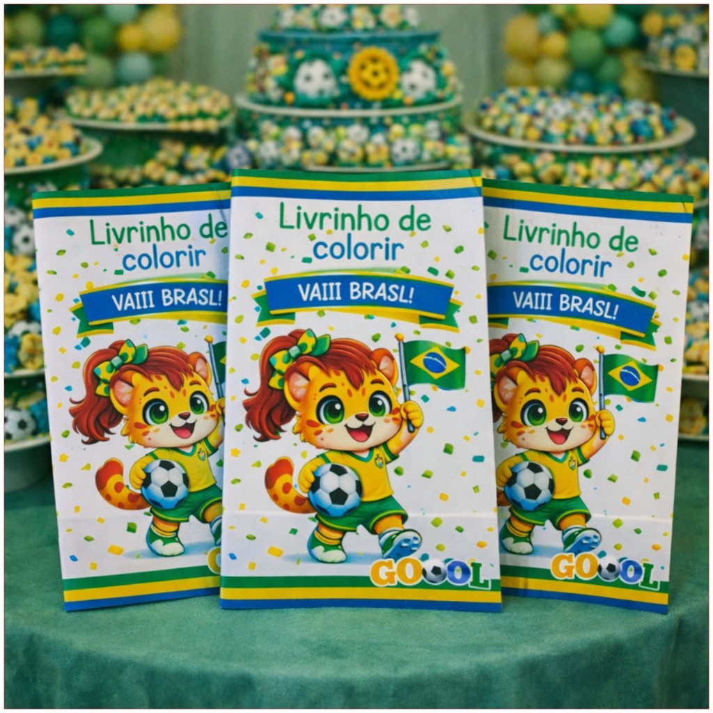 Kit 50 livrinhos personalizado Copa do Mundo menina para lembrancinha de aniversário festa infantil