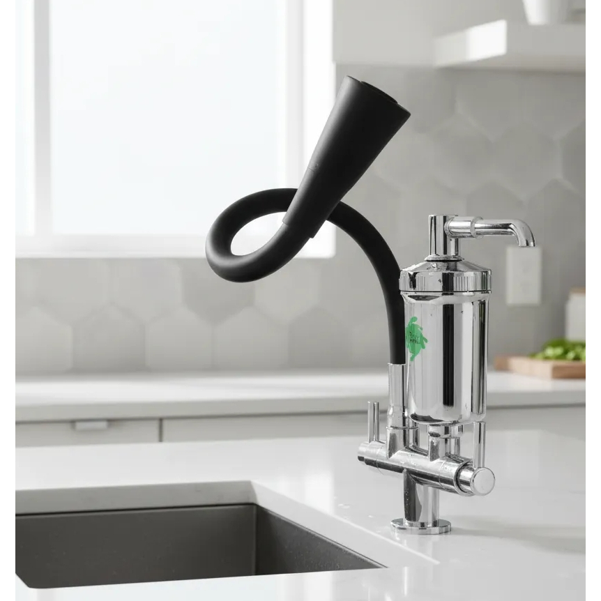 Torneira Cozinha Gourmet com Filtro Bancada Mesa Tubo 100% Flexível Duplo Jato