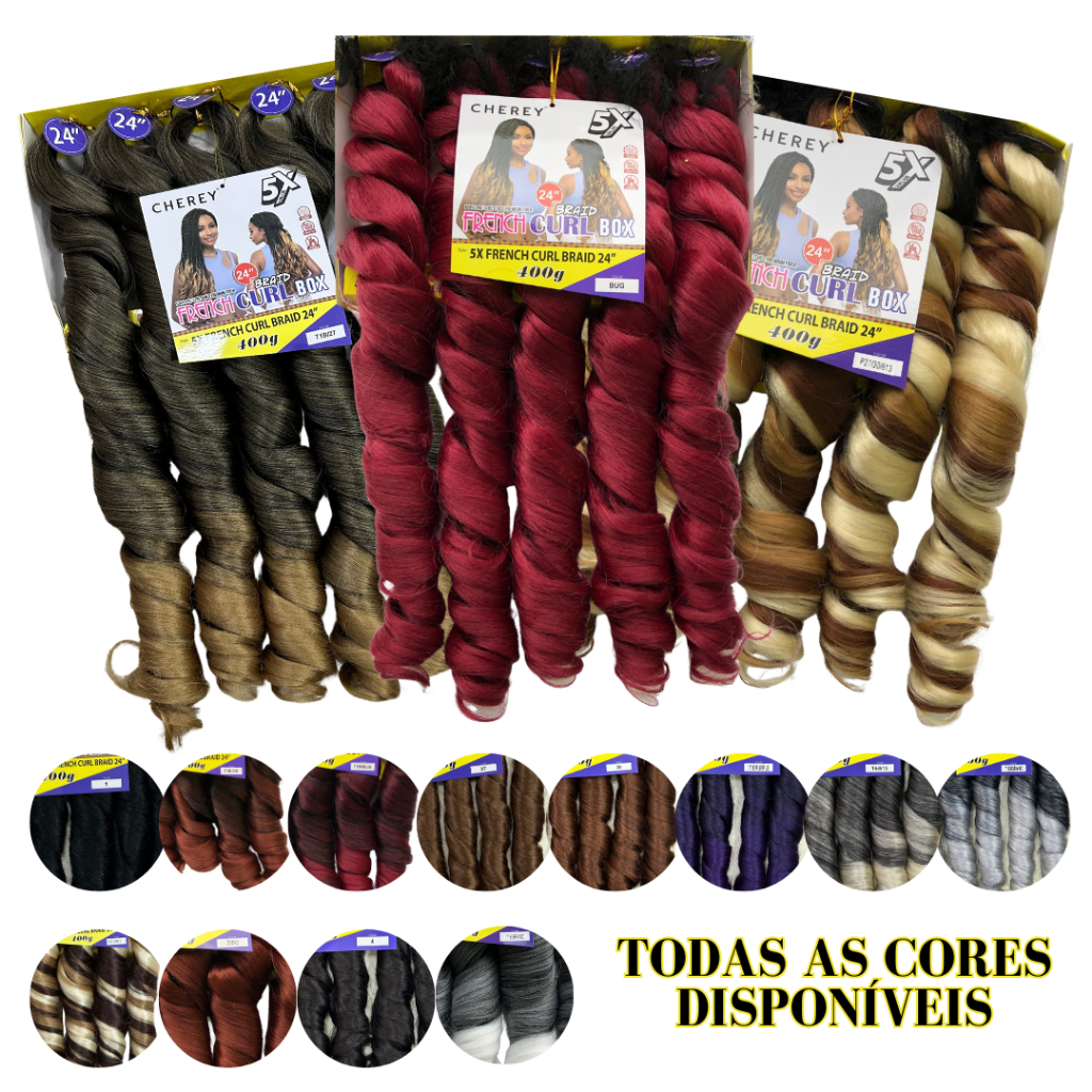 Cabelo Jumbo French Curl 400g Fibra Premium + Anéis Decorativos em Oferta na Shopee