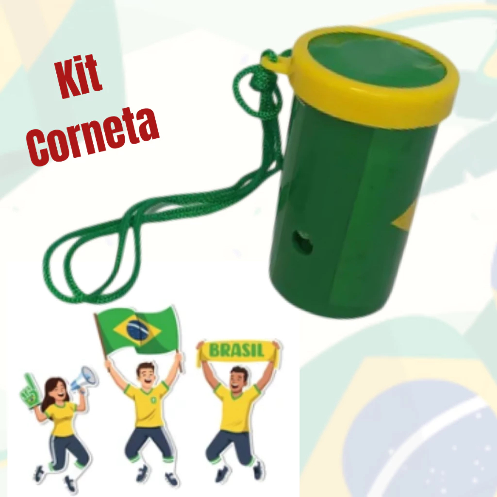 Kit Mini Vuvuzela Corneta Buzina Brasil Torcida 7cm – Lembrancinha Festa Futebol Copa do Mundo 2026
