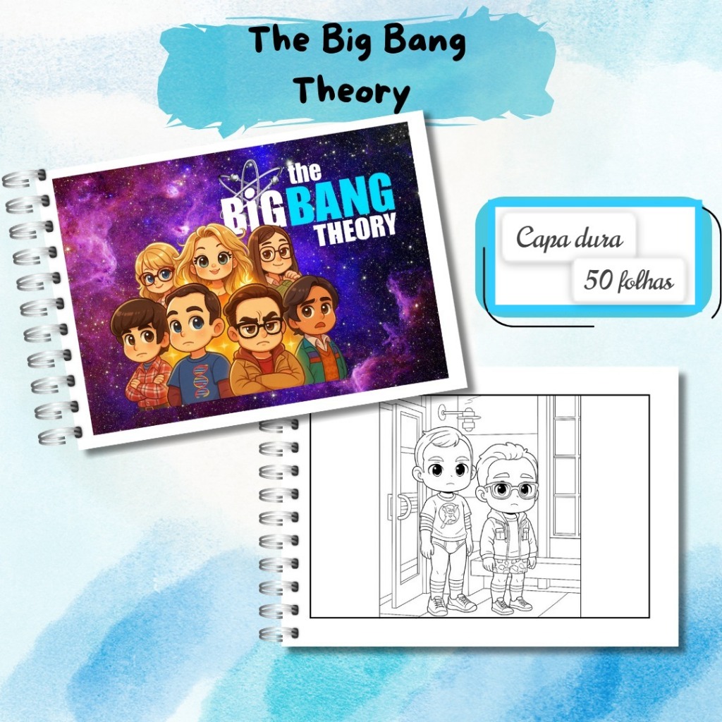 Livro de Colorir The Big Bang Theory Capa Dura 📚 | 50 Folhas 180g Alta Qualidade Nerd Geek