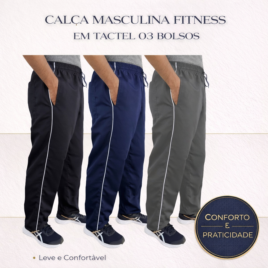 Calça Masculina Fitness Em Tactel 03 Bolsos em Oferta na Shopee
