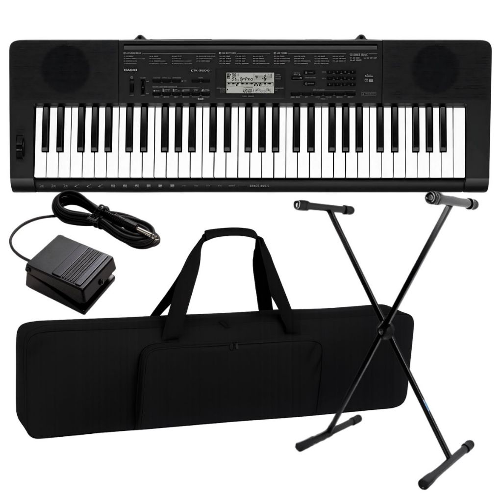 Teclado Musical Arranjador Casio Ctk3500 61 Teclas Preto Estudante Iniciante + Acessórios em Oferta na Shopee