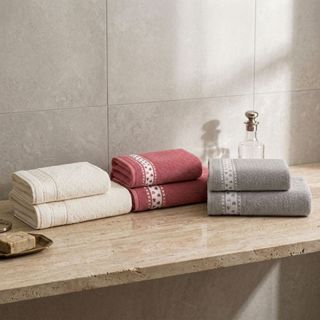 Jogo De Toalhas 2 Peças 100% Algodão Jacquard Toque Macio Excelente Absorção Dohler Premium em Oferta na Shopee