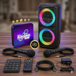 Karaoke Box + Caixa de som +2 Mic com fio +2000 Canções na memoria + 12Mil Musicas Para Personalizar em Oferta na Shopee