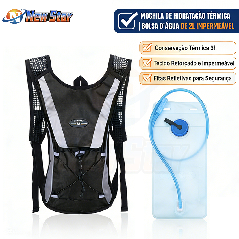 New Star Mochila Hidratação Bike Impermeavel Com Bolsa dAgua 2L Mtb