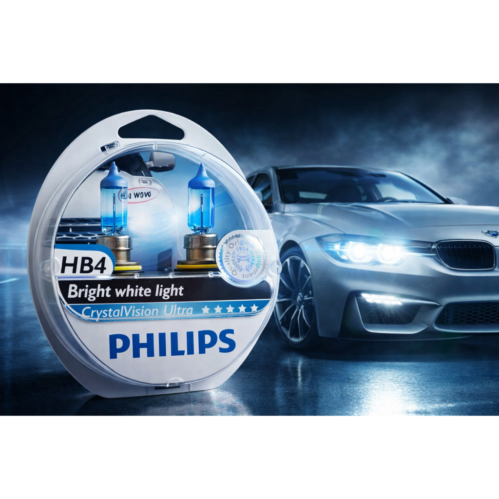 Kit Lâmpada Philips HB4 9006 Crystal Vision Ultra 4300K + W5W T10 12V 55W Super Branca Original em Oferta na Shopee