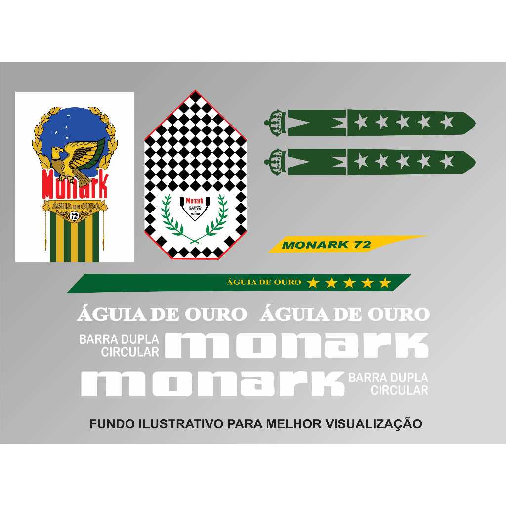 Adesivos Bicicleta Monark Barra Dupla Circular 1972 (Águia de Ouro)