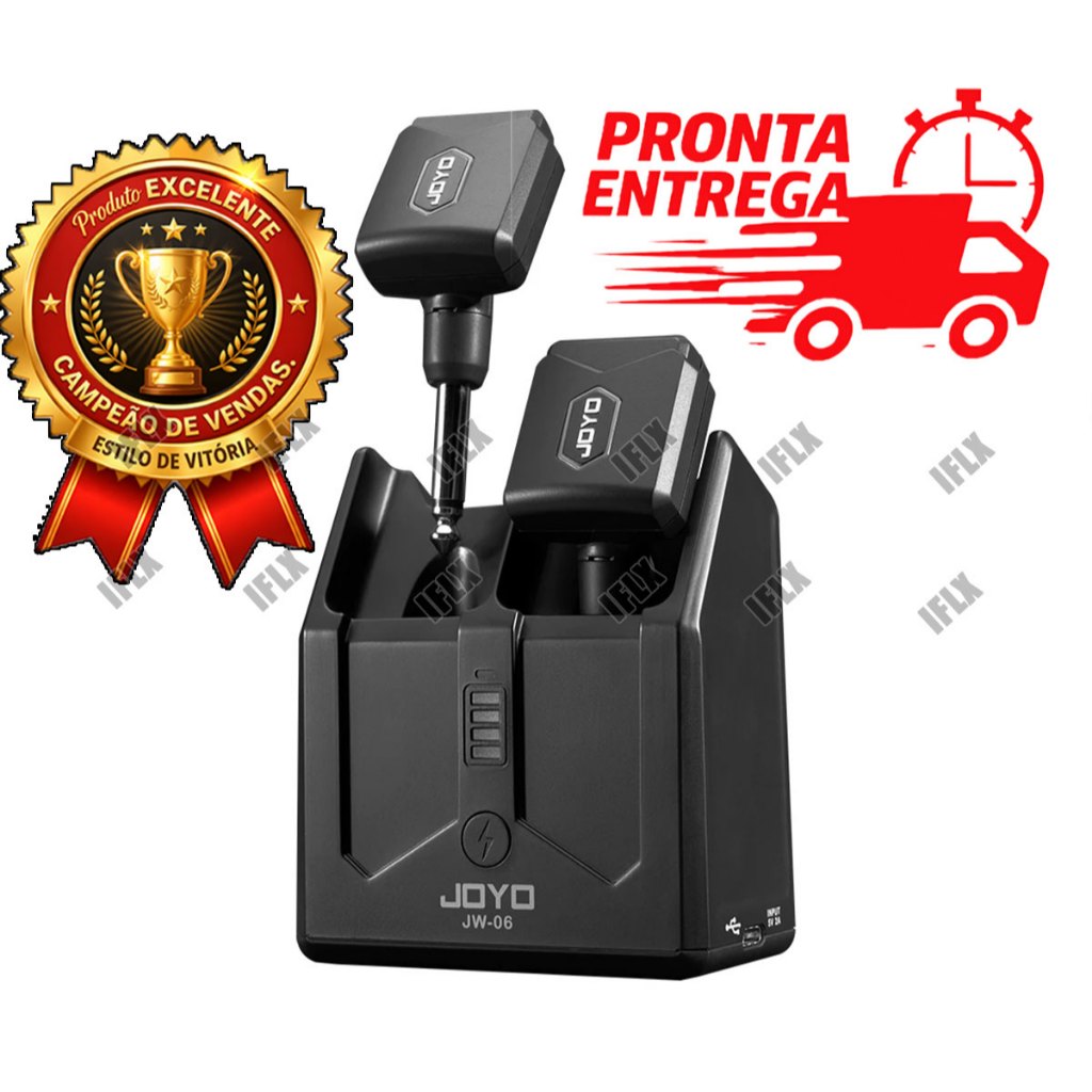 Transmissor e Receptor Joyo Jw-06 Com Power Bank Guitarra 5.8ghz JW06