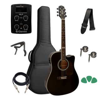 Violão Giannini  Gf-1d Ceq Bk Eletrico Folk + Capa +kit Full em Oferta na Shopee