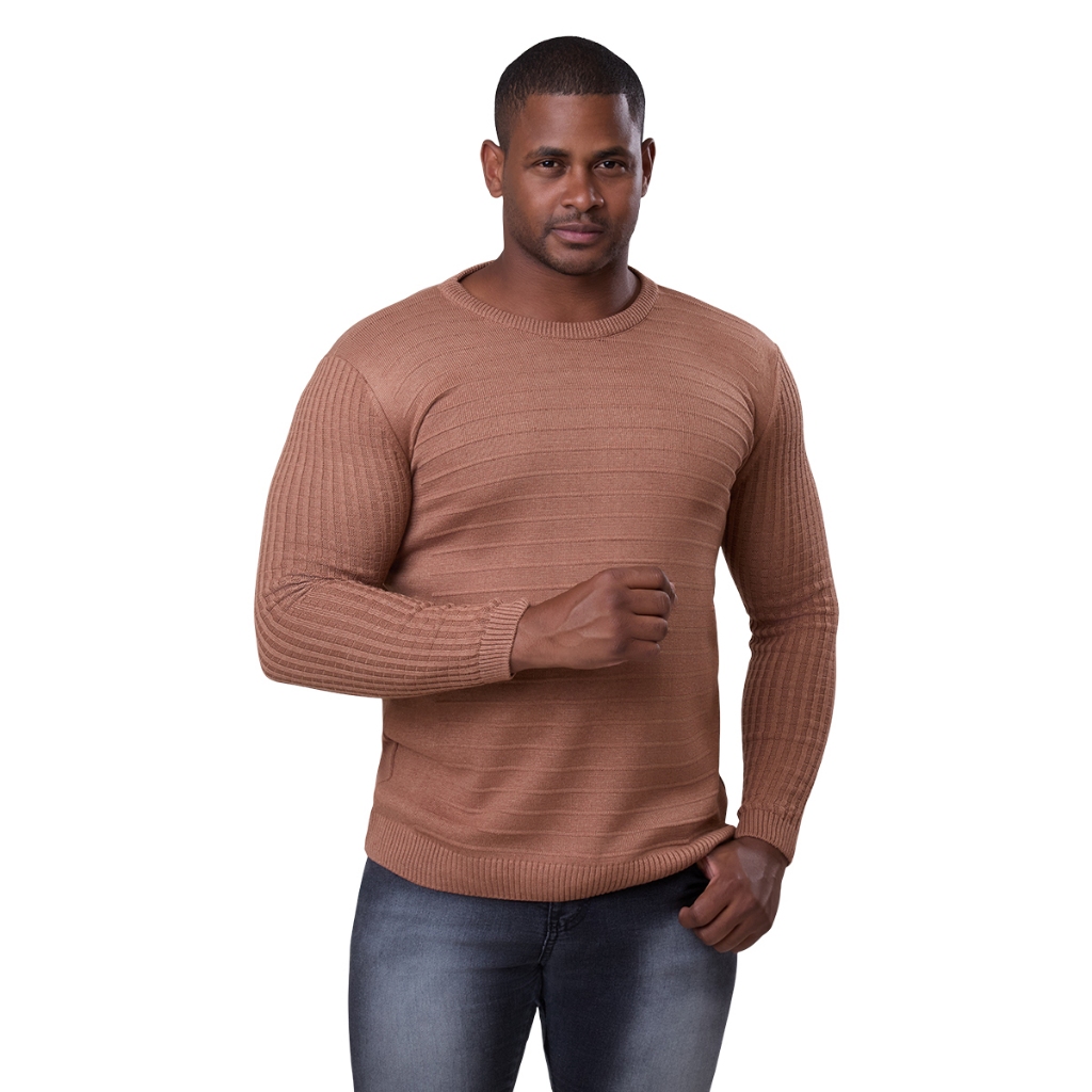 Suéter Masculino De Lã Tricô Gola Redonda Blusa Frio Premium 7140
