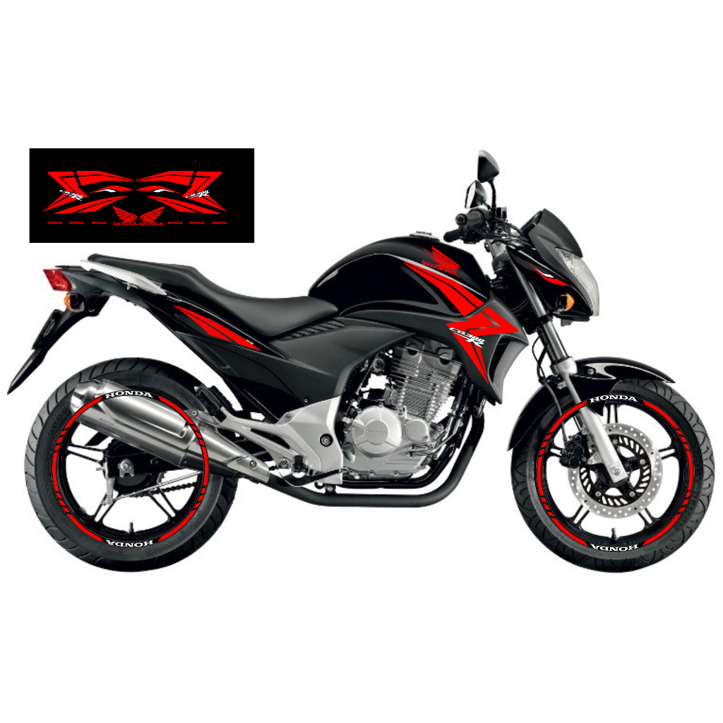 Kit Completo Adesivo Para CB 300R 2014/2015 + Adesivo da Roda - Modelo 01 Kit Completo + Roda - Resistente a Água