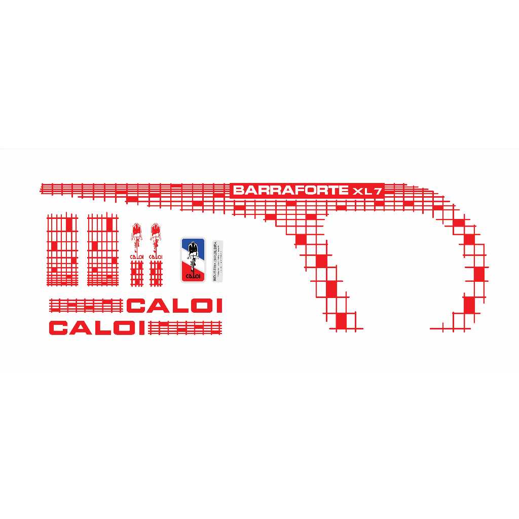 Adesivos Bicicleta Caloi Barra Forte XL7 1987 Vermelho