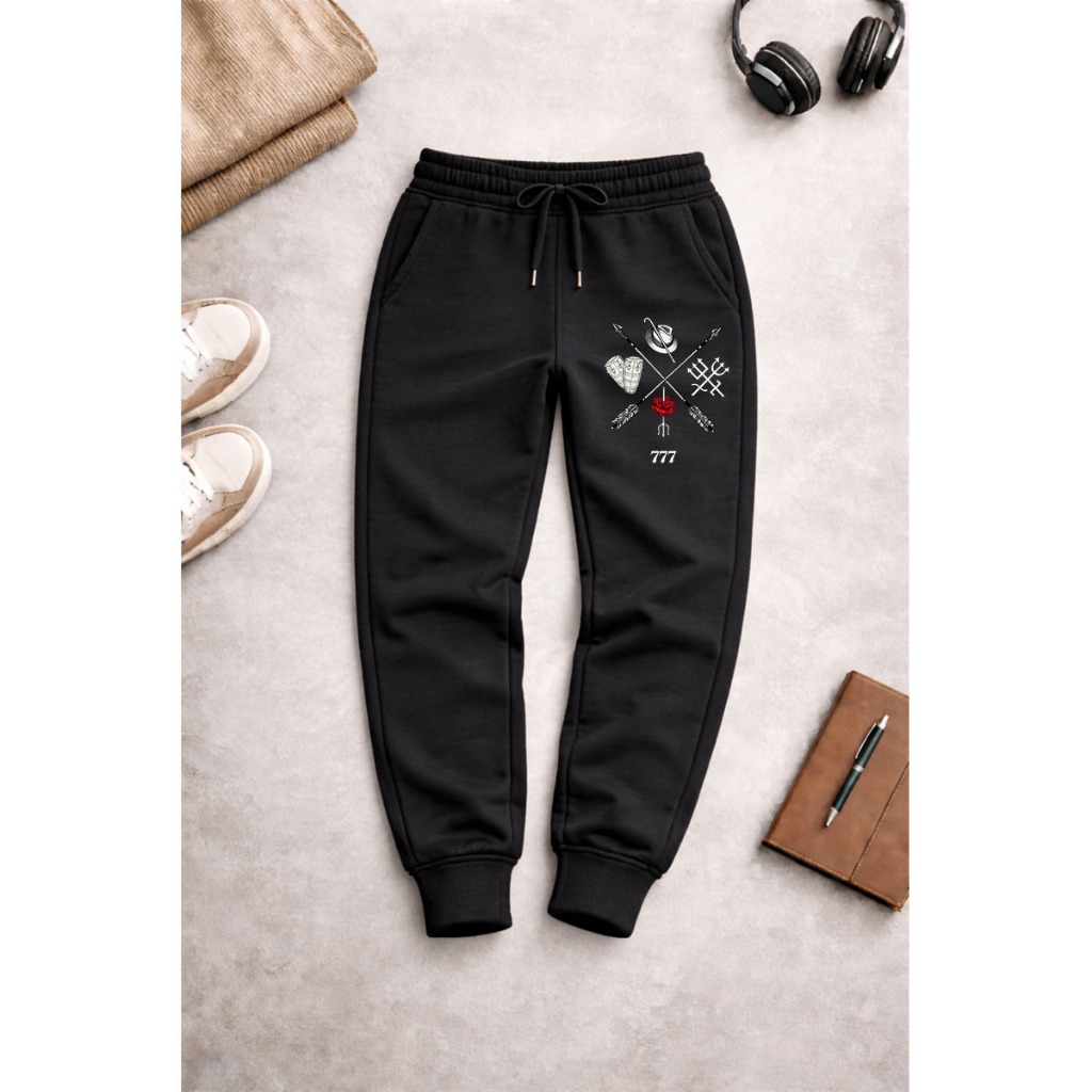 Calça Moletom Jogger Unissex Algodão Confortavel Flanelado Cordão Ajustavel  Fé Zé Exu Laroyê Umbanda Candomblé