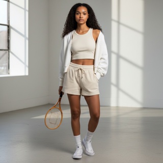 Short Canelado Off White Feminino Confortável Básico Ideal para Academia Treinos ao ar Livre em Oferta na Shopee