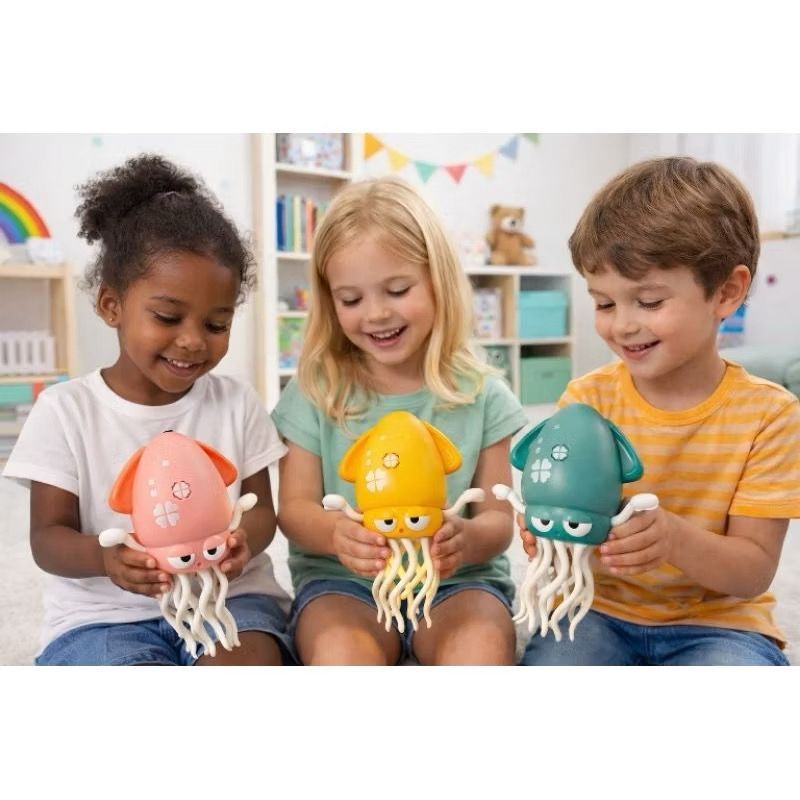 Polvo Dançarino Com Rodinhas, Dança e Anda, com Luzes e Sons, Sensor de Obstáculos Brinquedo Infantil Interativo