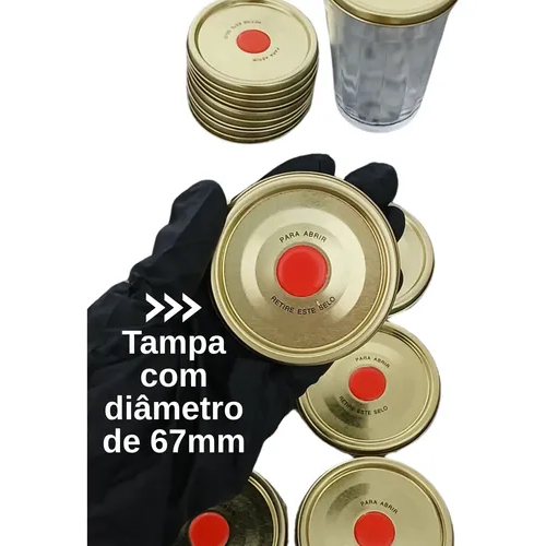 10 Tampas Abre Fácil Pudim no copo Americano a vácuo com lacre de segurança 67mm lagoinha conservas