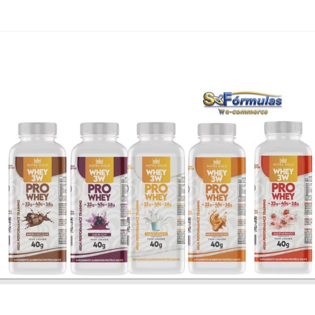 Kit 5 Uni Whey Protein 3w Nutra Gold 32g de Proteina - 40g