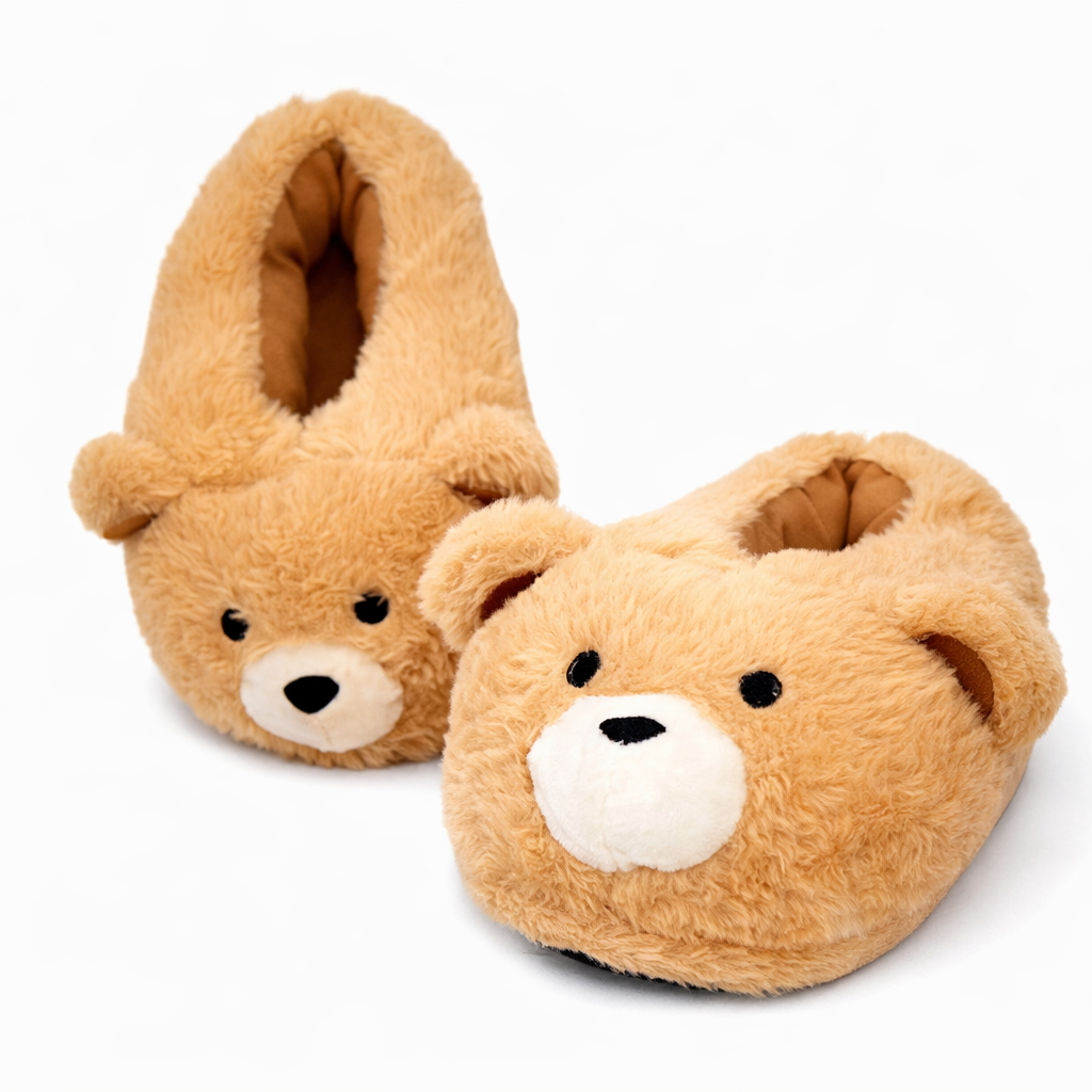 Pantufa Infantil Fechada Urso Fofinho Antiderrapante Sola Emborrachada CV-506