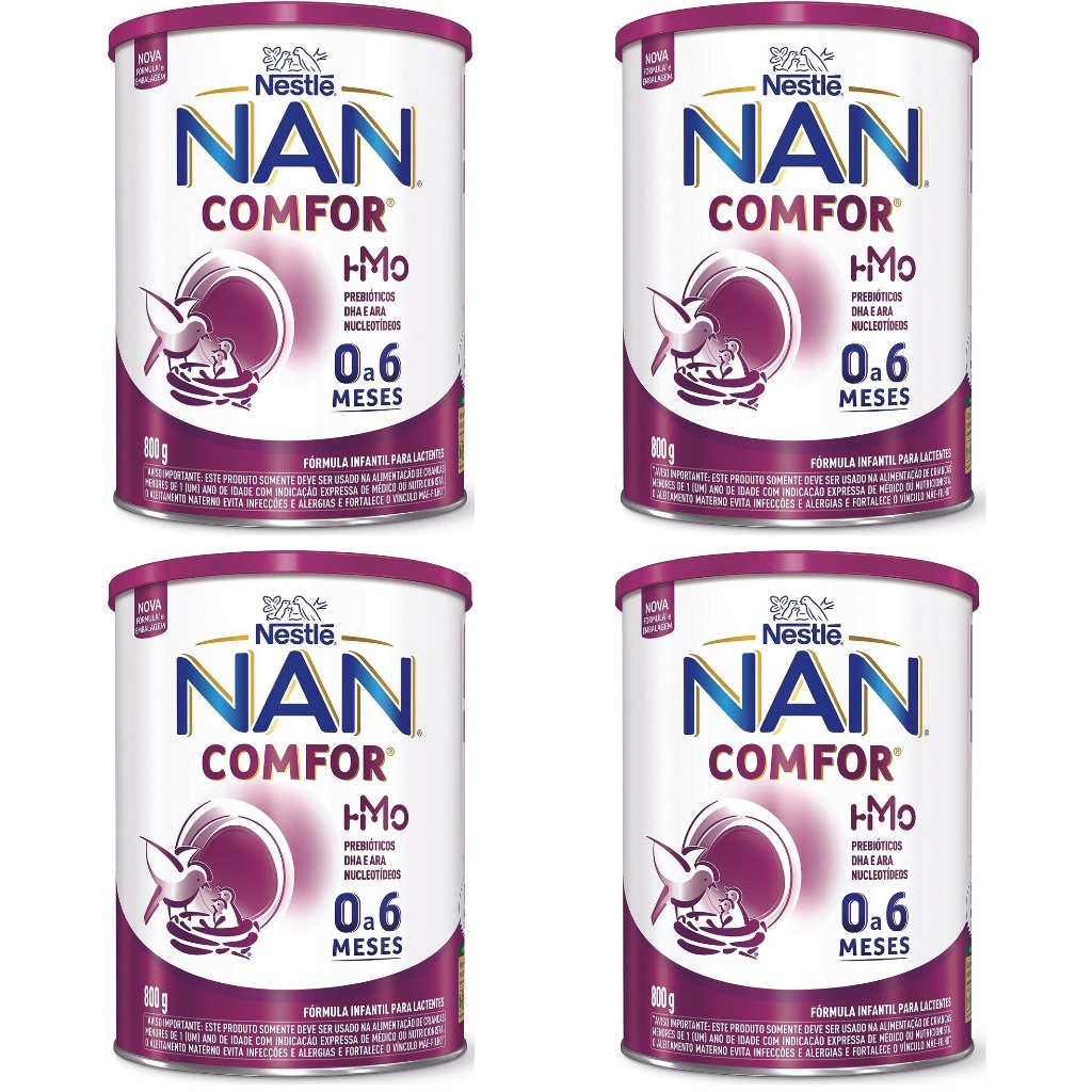 Kit 4 Latas NAN Comfor 0 a 6 Meses 800g cada (ROXO) EQ.1