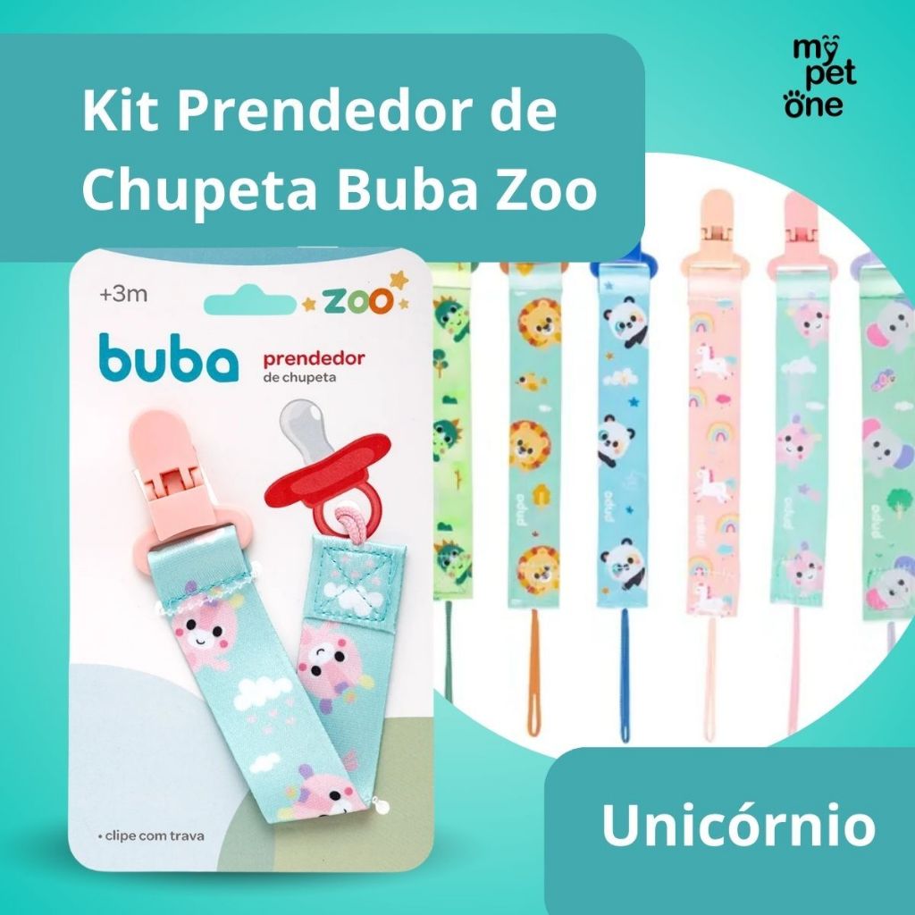 Prendedor De Chupeta Com Trava Resistente Buba Zoo - Unicórnio Prendedor De Chupeta Com Trava Resistente Buba Zoo - Unicórnio