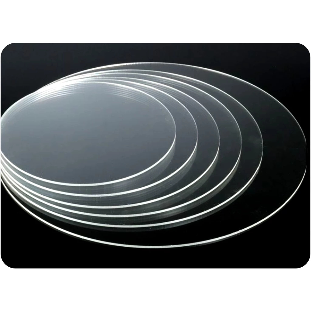 PLACA DE ACRÍLICO 3mm CRISTAL TRANSPARENTE REDONDA 10cm, 15cm, 20cm, 25cm, 30cm, 40cm DE DIÂMETRO
