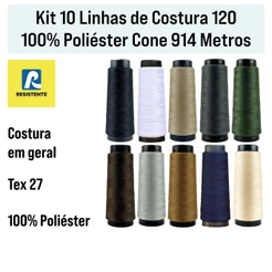 Kit 10 Linhas 120 Resistente 984 Metros Por Cone 100% Poliéster
