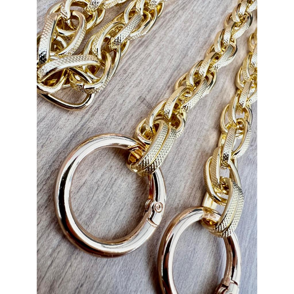 Alça Corrente Dupla Trançada Dourada ou Prata Para Bolsas e Artesanatos 1.20 Metros