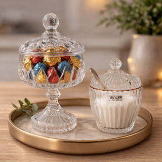 Kit Bomboniere Potiche de Vidro Cristal Açucareiro de Vidro Wolff Cantinho do Café em Oferta na Shopee