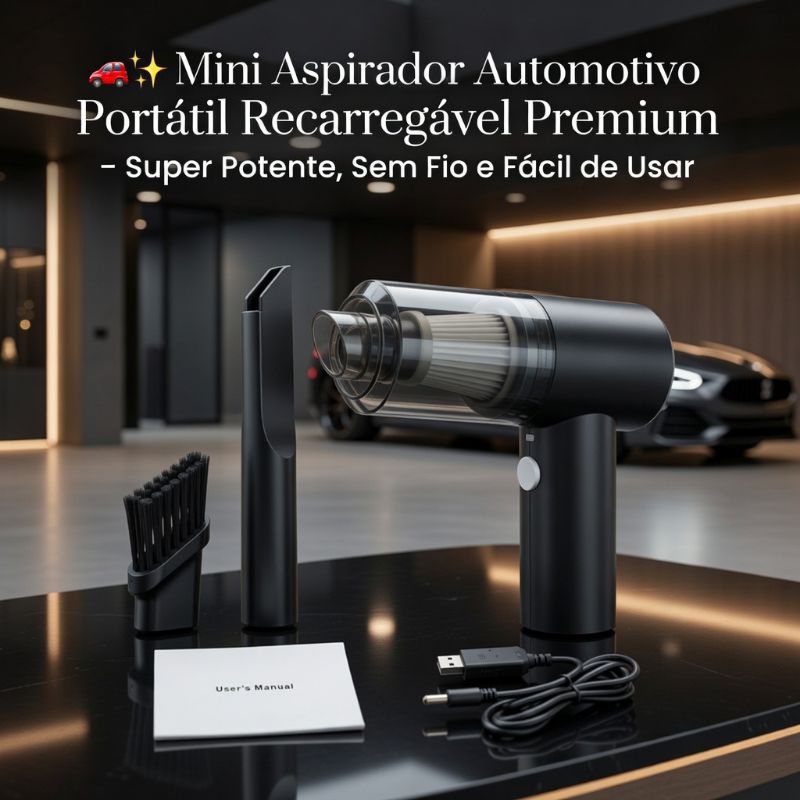 🚗✨ Mini Aspirador Automotivo Portátil Recarregável Premium – Super Potente, Sem Fio e Fácil de Usar