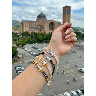 Pulseira ,Terço de Pulso Nossa Senhora Aparecida com Crucifixo–Envio Rápido em Oferta na Shopee