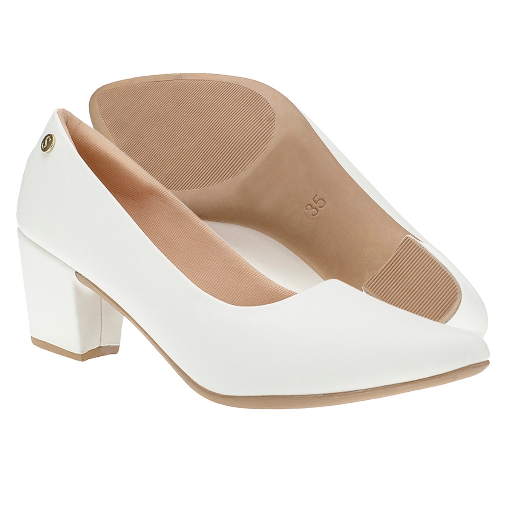 Sapato Scarpin Bico Fino Conforto Shekinah Salto Baixo Grosso Sapatilha Blogueira Moda Lançamento