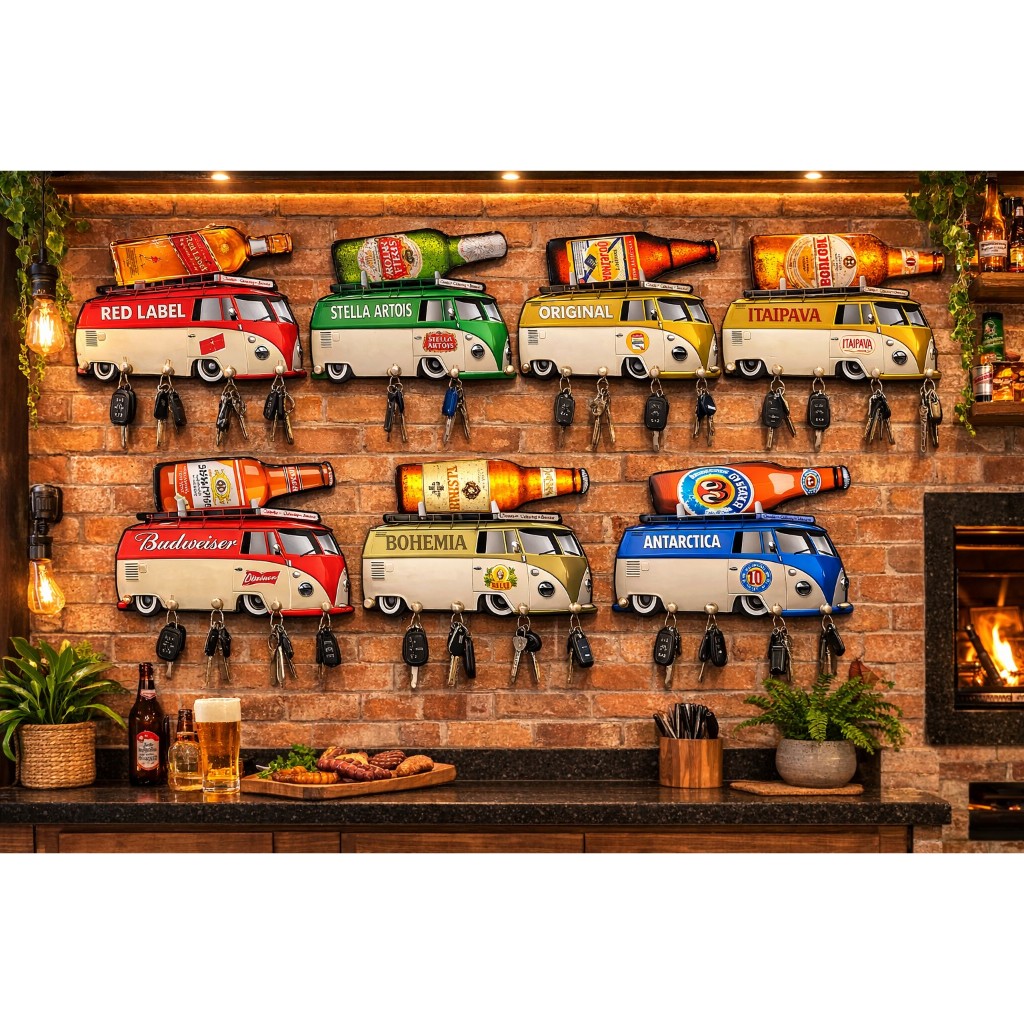 Porta Chaves Decorativo Kombi Cerveja Mdf Organizador Parede Diversas cores e Personalizações