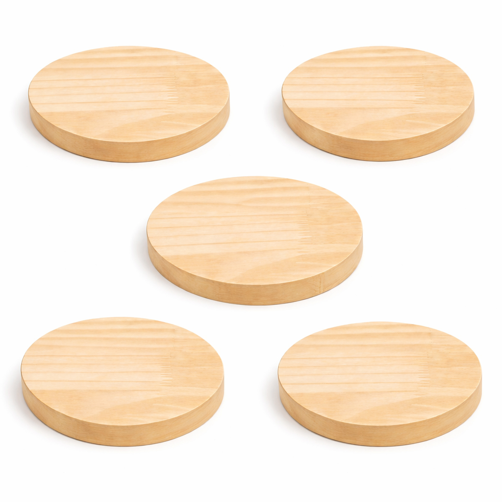 Kit 5 Tábuas Redondas 8x8 a 17x17 Madeira Pinus Natural Multiuso Decorativa Artesanato
