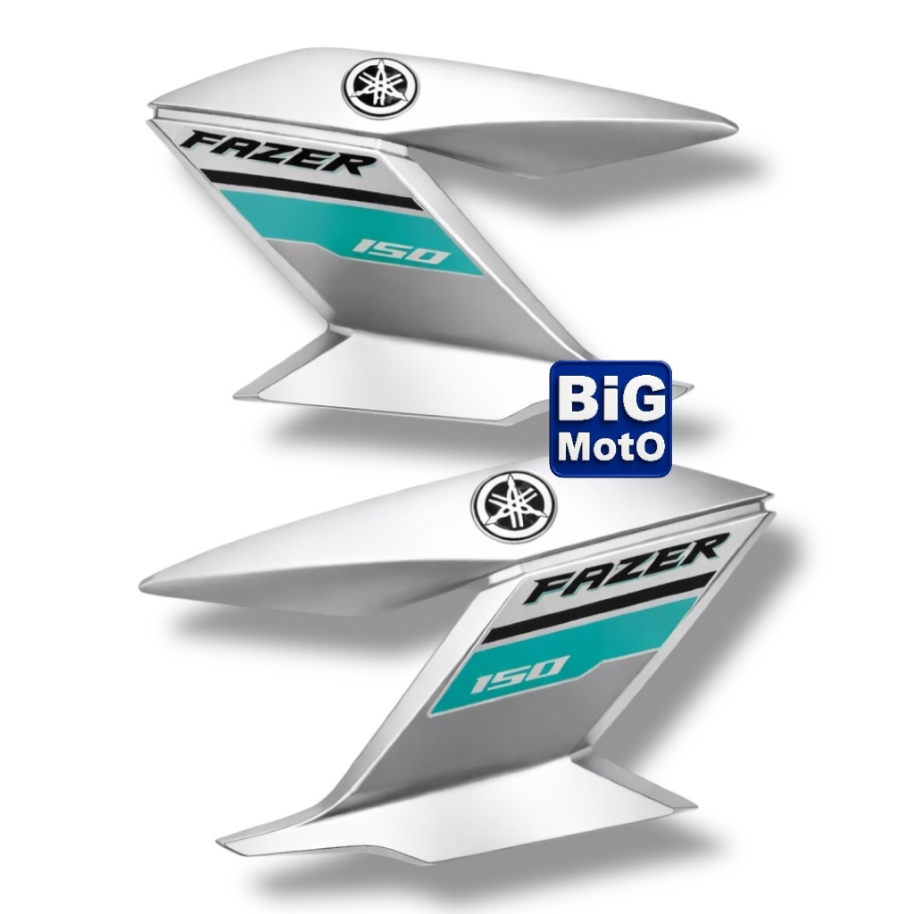 Par de Aba do tanque Yamaha Fazer 150 2019 Prata fosco (Moto Preta 2019)