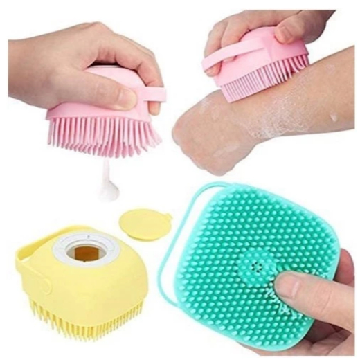 Esponja Para Banho de Silicone Massageadora com Dispenser Shampoo Sabonete Liquido