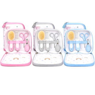 Kit Enxoval Bebê Higiene 5 Peças Completo Estojo Cuidados Cerdas Naturais Infantil Recém Nascido