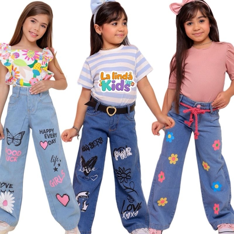 Calça jeans Infantil wide Leg com conforto e estilo