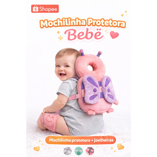 Mochilinha Protetora + Joelheiras Antiderrapantes, Kit Segurança do Bebê