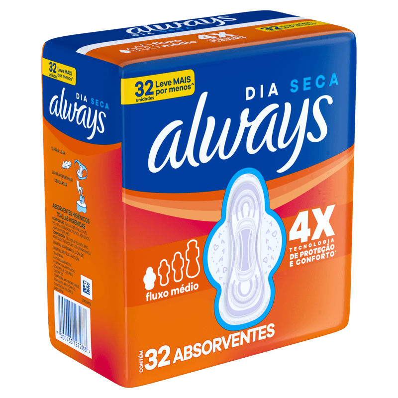 Absorv Always Basico Seca C/aba 32un em Oferta na Shopee