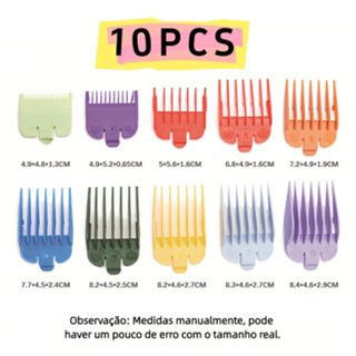 Kit Com 10 ou 3 Peças Pente De Reposição Colorido Para Cortar Cabelo, Guias de 1.5 a 22mm para Máquina de Corte Loong em Oferta na Shopee