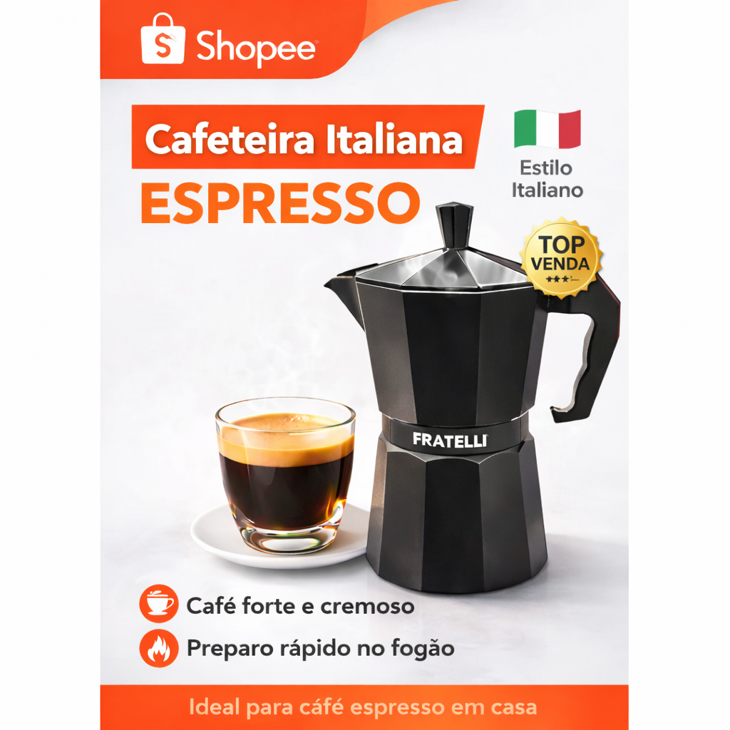 Cafeteira Italiana Espresso Moka Alumínio Café Cremoso Tipo Italiana Fogão 6 Xícaras