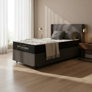 Cama Box com Colchão de Espuma D45 Ortobom Airtech 150 Solteiro 88cm em Oferta na Shopee