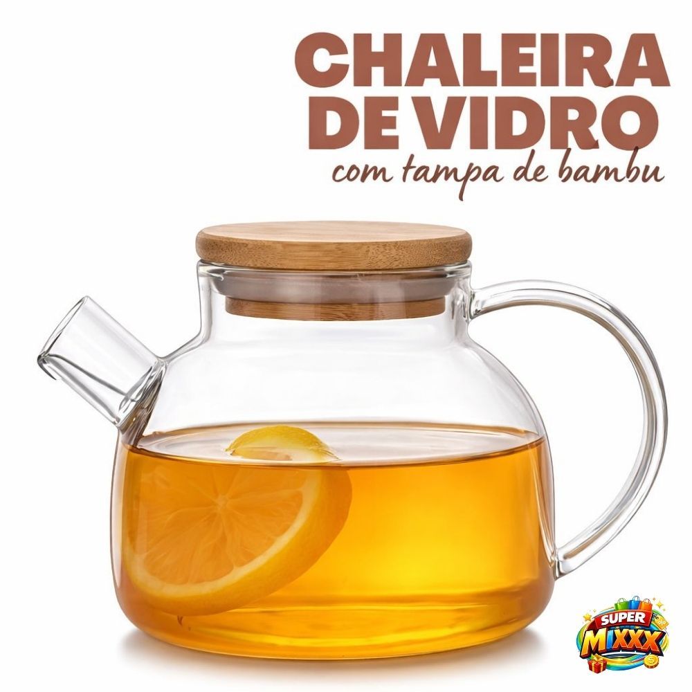 Chaleira Vidro Tampa Bambu Borossilicato 1L com Infusor Inox  Resistente em Oferta na Shopee
