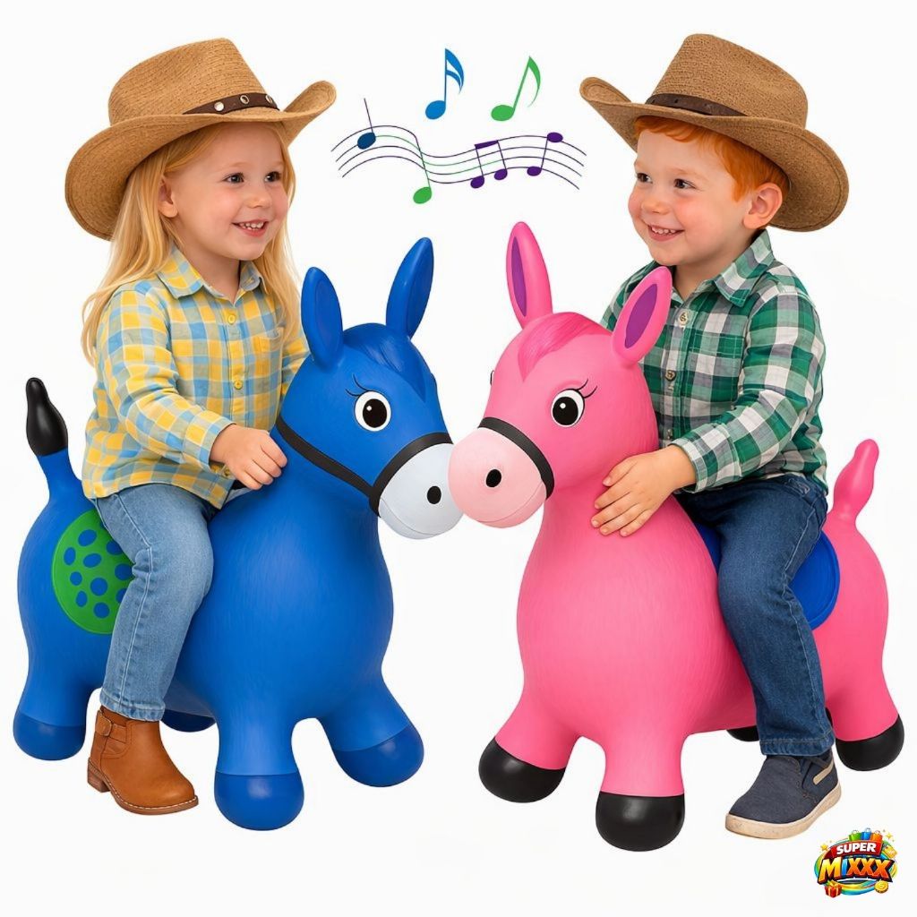 Cavalinho Upa Upa Inflável com Som e Luz Até 54kg Vinil Atóxico Resistente