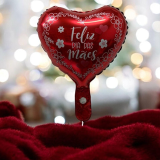 50 Balão Metalizado Para Decoração Coração Vermelho Centro De Mesa Feliz Dia Das Mães Com Flores 30cm em Oferta na Shopee