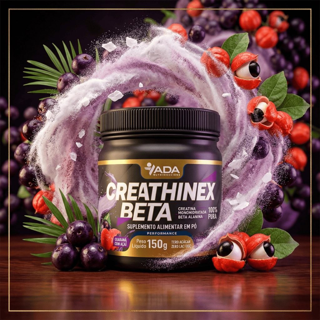 Creatina Monohidratada Beta Alanina 150g Guaraná com Açaí Saborizada Sabor em Pó Doses Pura Treinos